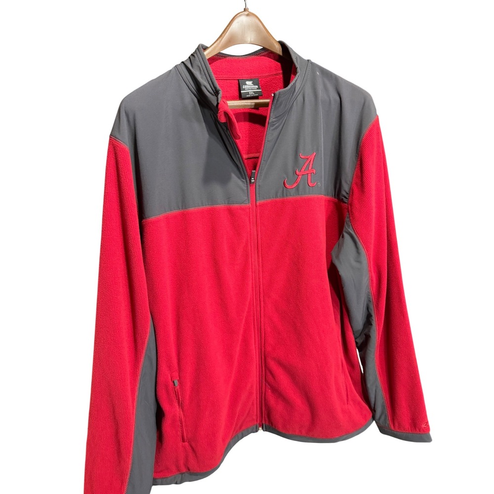 Colosseum Alabama Crimson‎ Tide Fleece Jacket Full Zip Red Gray XXL